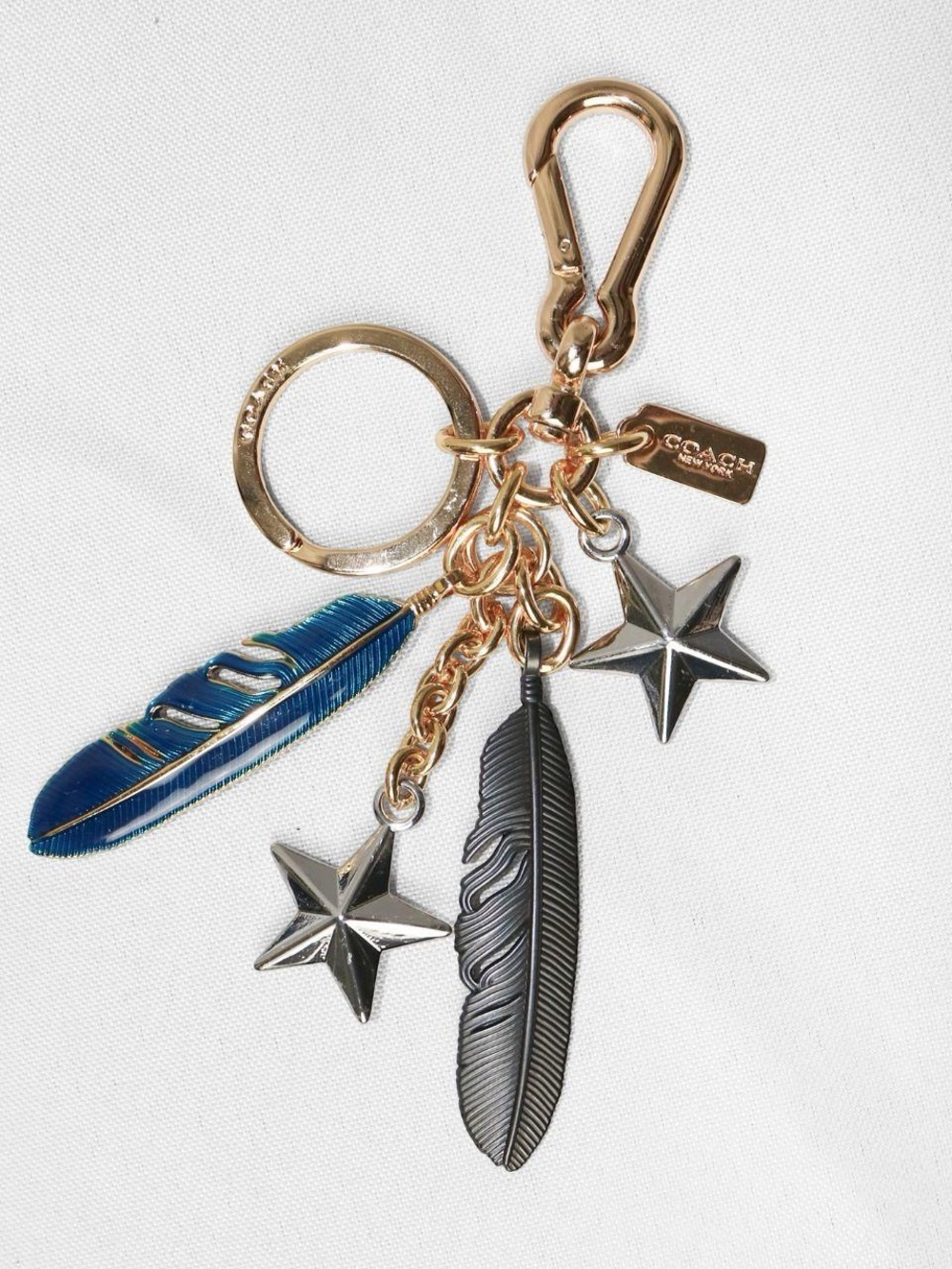 Coach Blue & Silver Feather and Star Bag Charm Keyring - Picture 3 of 7